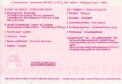Vuoden 1990 ajokorttimallin kääntöpuoli