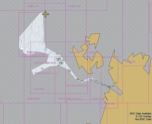 Vaasa-Uumaja testialueen suomalaiset S-102 -tuotteet (valkoinen alue kuvan keskiosassa)