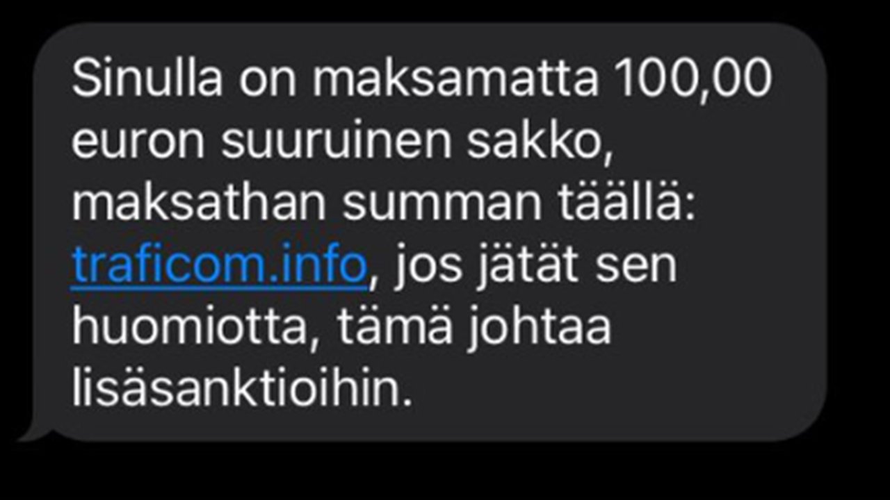 Sinulla on maksamatta 100 euron suuruinen sakko