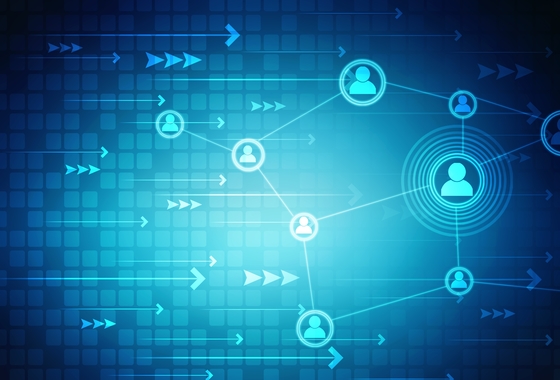 An illustration depicting people and data