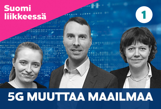 Kuvituskuva, jossa jakson nimi 5G muuttaa maailmaa