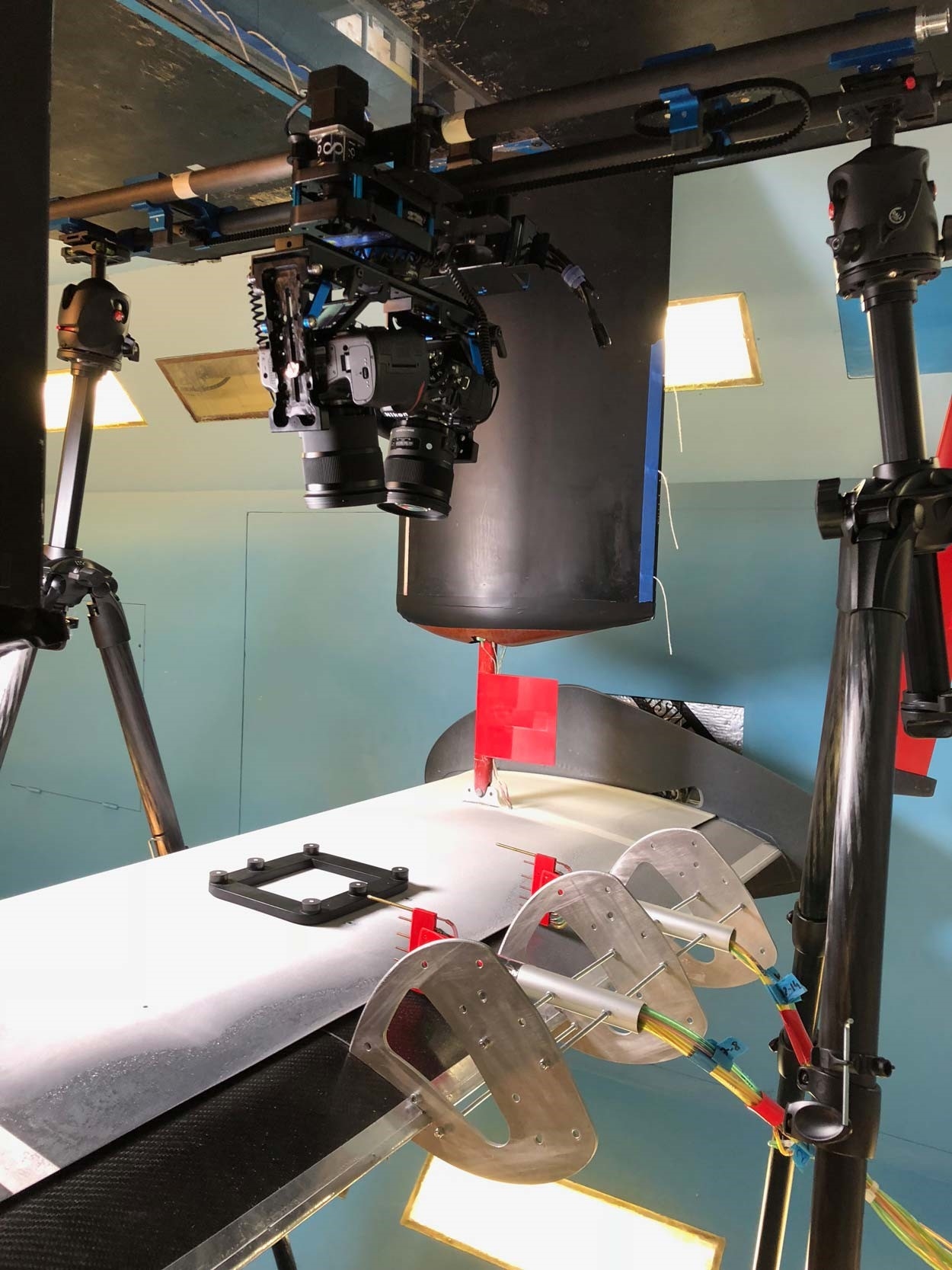 Photogrammetry moving camera sytem setup in closeup view