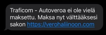 Esimerkki huijausviestistä